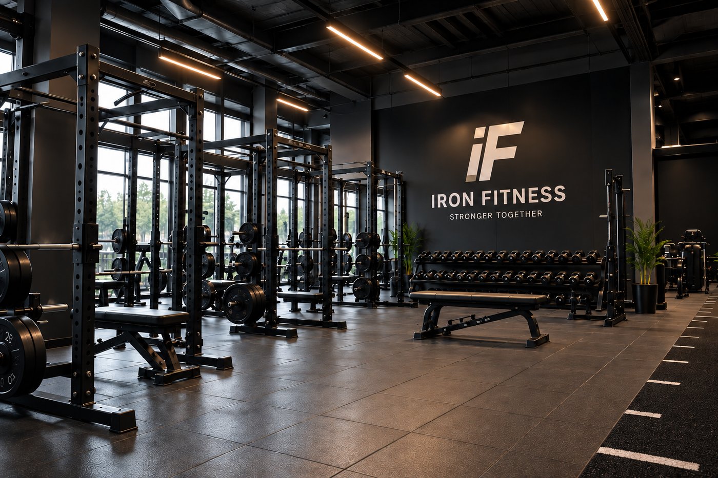 Sala pesi di Iron Fitness a Pinerolo con rack, panche e bilancieri